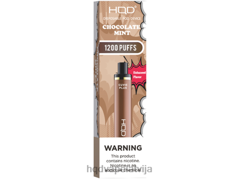HQD Latvia - šokolādes piparmētra HQD CUVIE PLUS vienreizējās lietošanas vape TNPTN153