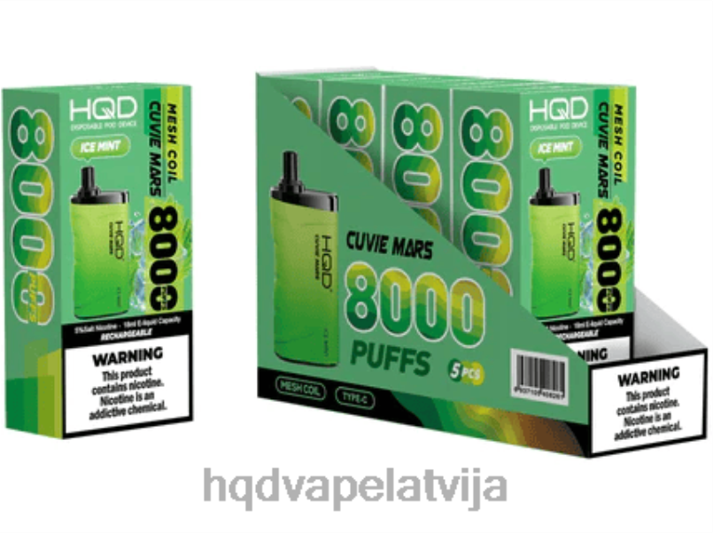HQD vape flavors - ledus piparmētra HQD CUVIE MARS vienreizējās lietošanas TNPTN201